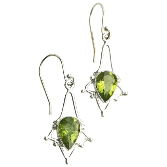 NEW, sterling silver Peridot dangle drop earrings - Picture 1 of 7